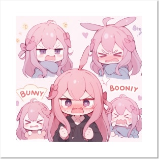 chibi girl in angry expression Posters and Art